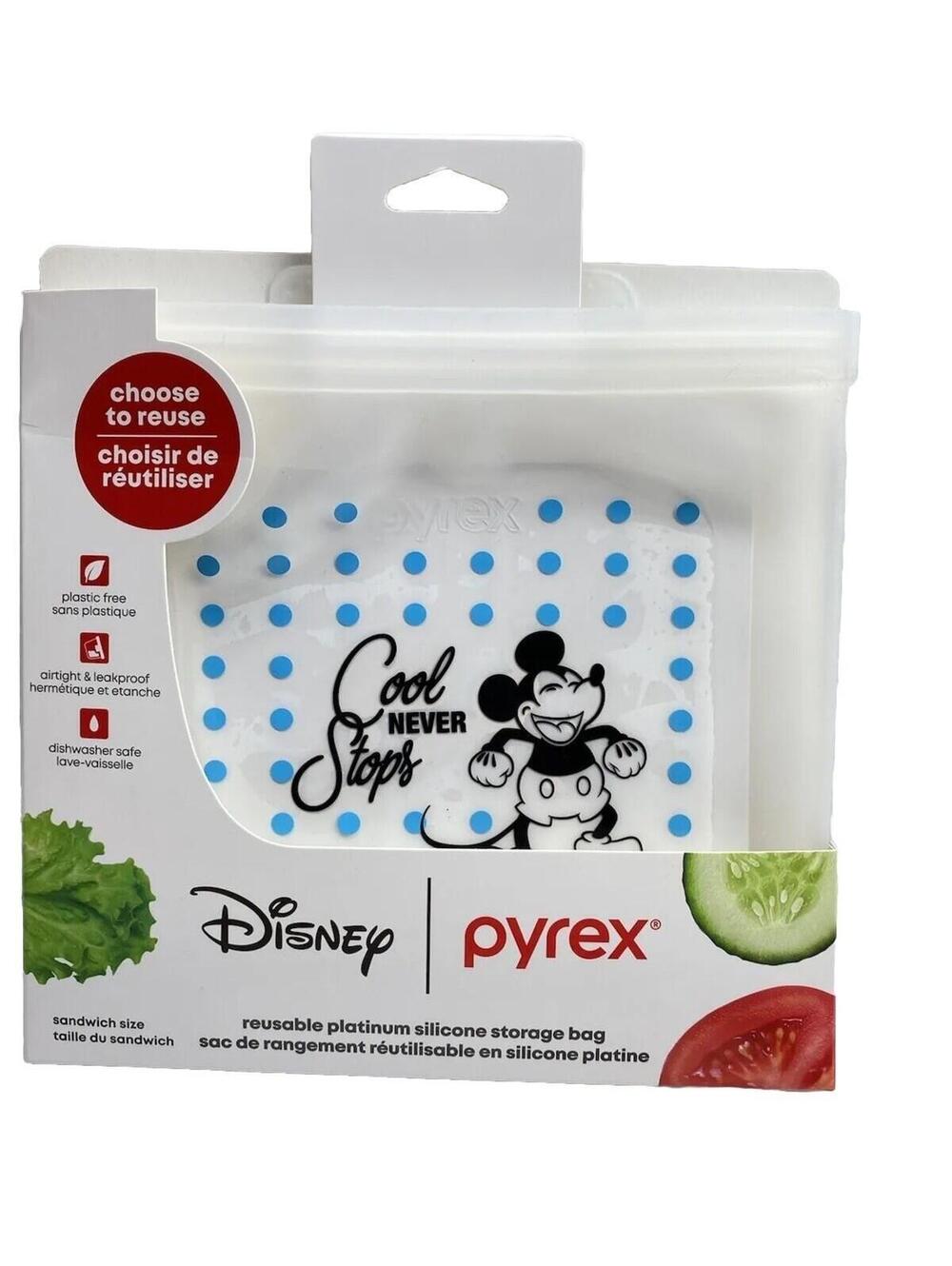 Disney Pyrex Silicone Reusable Storage Sandwich Bag Mickey Mouse Design
